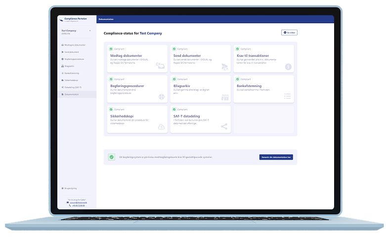 Complianceportalens dashboard på en bærbar